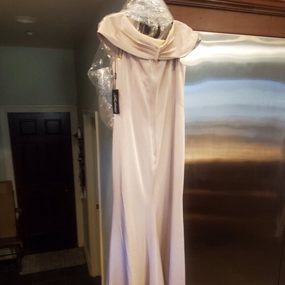 NWT La Femme 29537SC Lace Applique Evening Dresses Champagne Size 10 - Picture 7 of 8